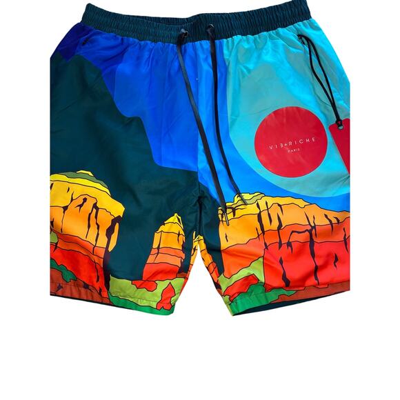 VISRICHE Men's Swim Trunks Size [L] – Canyon Graphic Board Shorts Drawstring - Picture 8 of 8